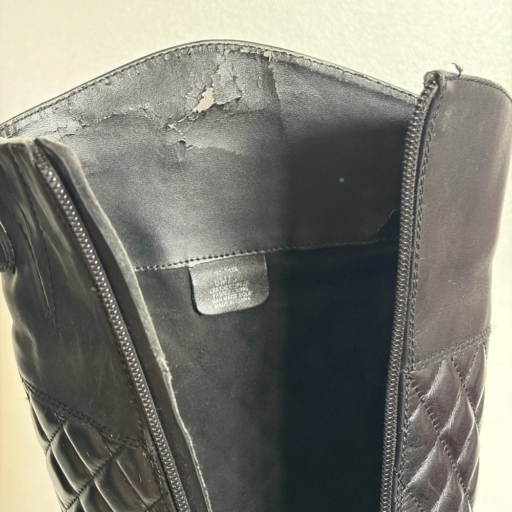 Vince Camuto Black Quilted Leather Riding Boots - Size 6M